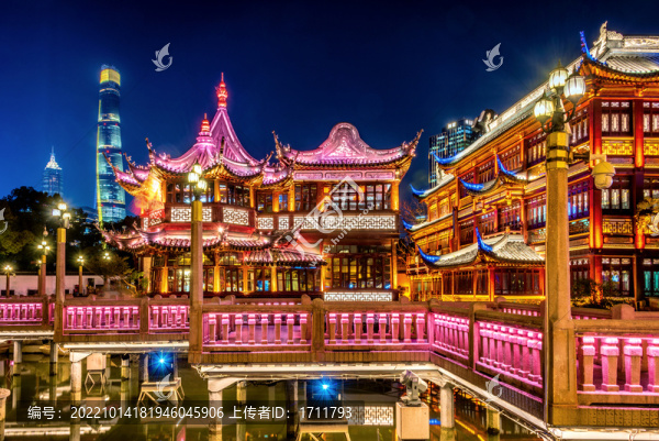 中國上海豫園城隍廟商圈夜景