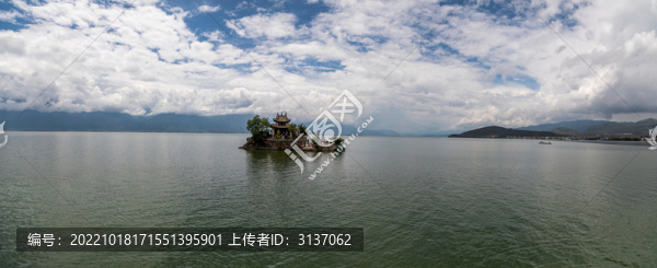 大理洱海湖心島普陀島全景