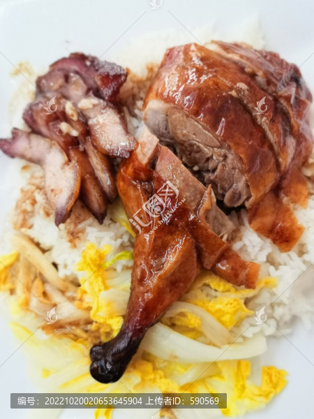 燒鴨腿拼叉燒飯