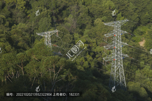 森林里的高壓電力鐵塔