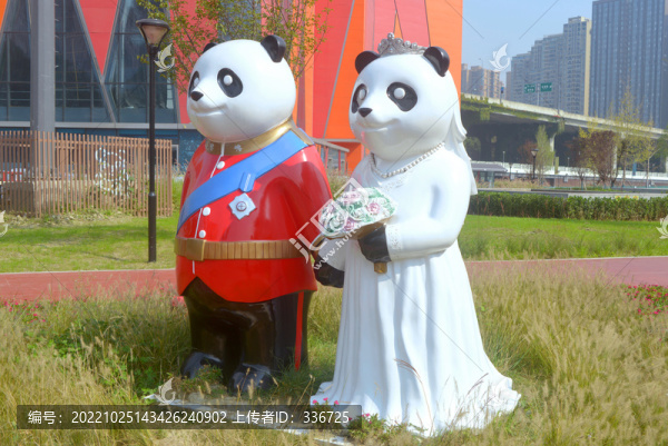 熊貓婚禮雕塑