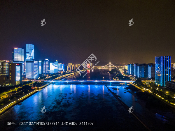 福建福州閩江兩岸夜景燈光