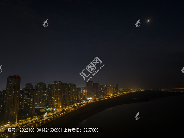 航拍安徽省蕪湖市夜景