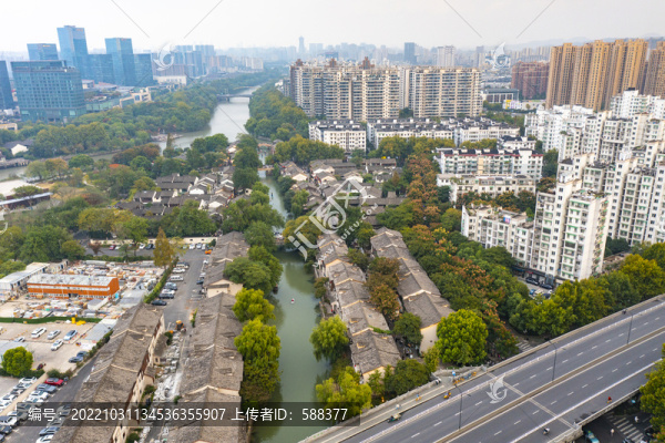 浙江省杭州市拱墅區(qū)西塘河航拍