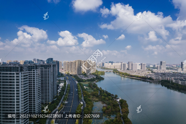 紹興鏡湖新區(qū)城市風(fēng)光航拍