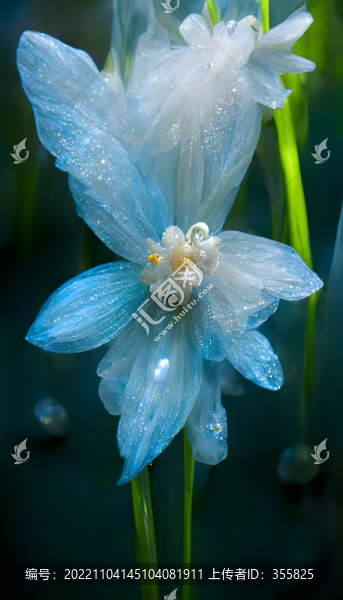 淺藍色水仙花露珠
