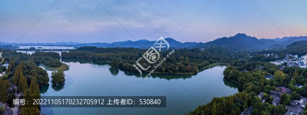 航拍杭州西湖山水景觀