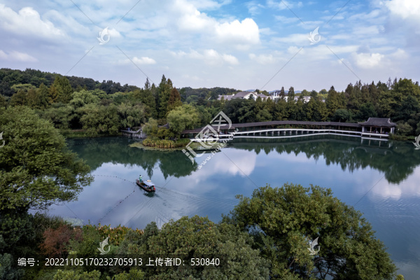 航拍杭州西湖園林景觀