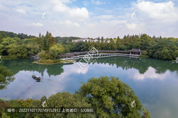 航拍杭州西湖江南園林