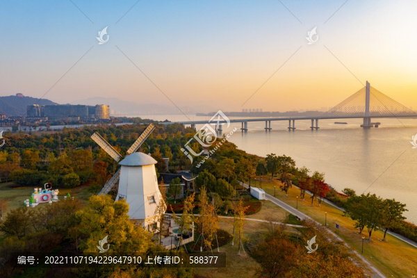 杭州富陽富春江城市航拍