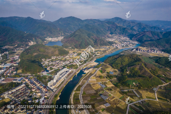 浙江上虞秋日傍晚山村美景