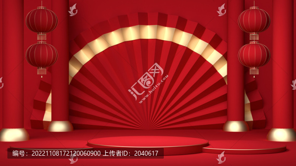3D國潮春節(jié)促銷舞臺(tái)場景