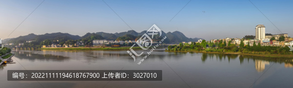 歙縣練江風光全景圖