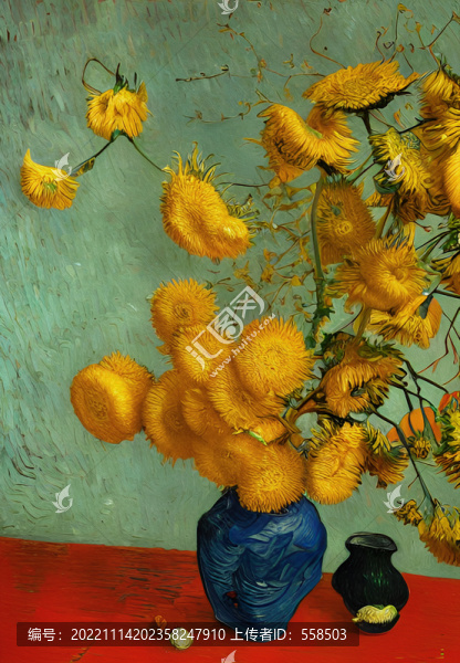 菊花裝飾畫梵高風油畫