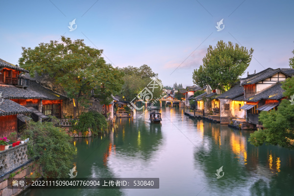 江南民居烏鎮(zhèn)夜色