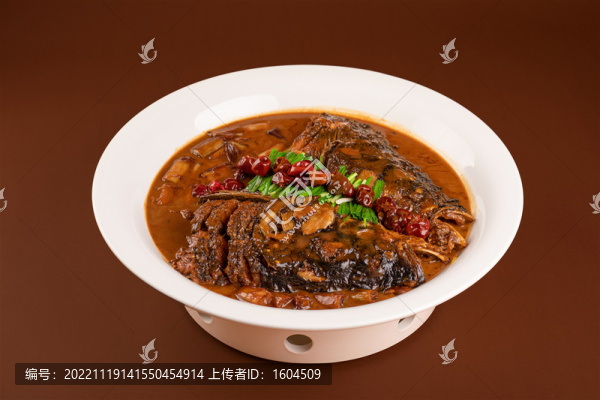 蔥燒魚頭高清大圖