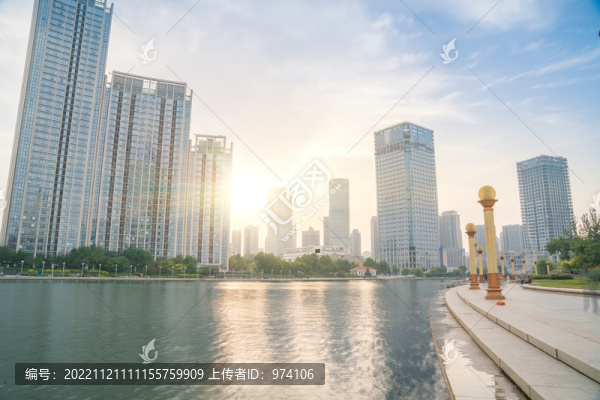 天津城市建筑和海河和橋梁