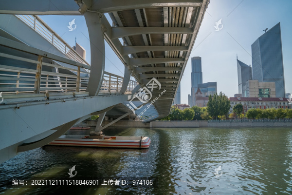 天津城市建筑和海河和橋梁