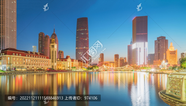 天津城市建筑和海河和橋梁