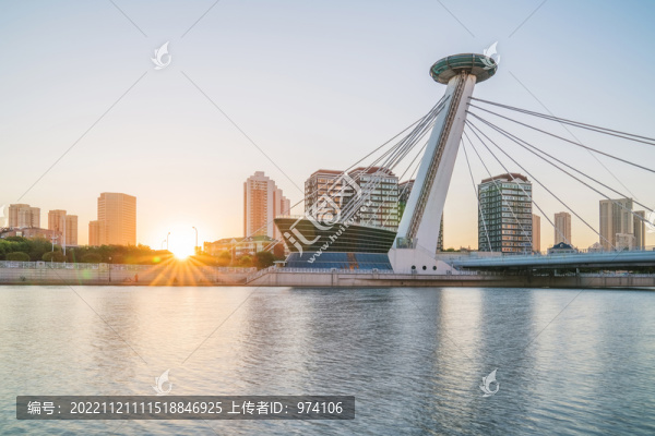天津城市建筑和海河和橋梁