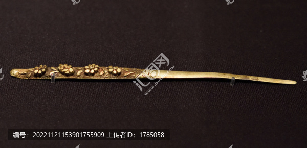 花卉紋如意金簪