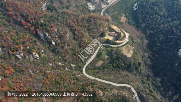 航拍秦嶺山脈秋景秦楚古道