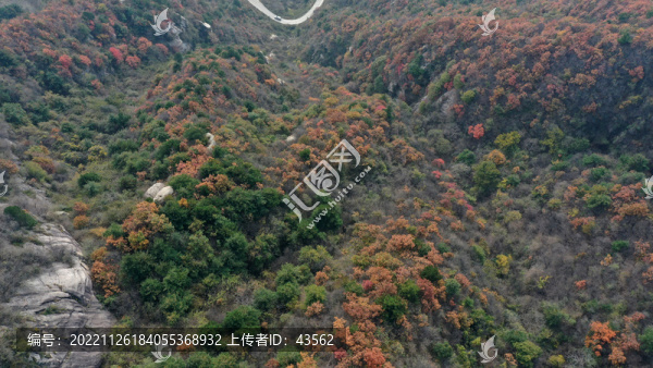 航拍秦嶺山脈秋景藍(lán)關(guān)古道