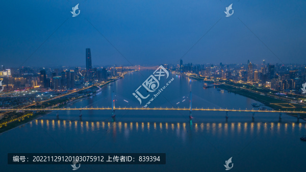 武漢長江夜景航拍
