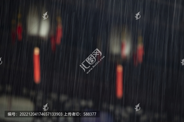 江南古建筑中式燈籠雨季雨滴
