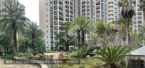 住宅小區(qū)人工水池全景實(shí)拍