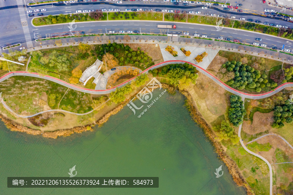 航拍鄭州龍子湖公園濱湖綠地