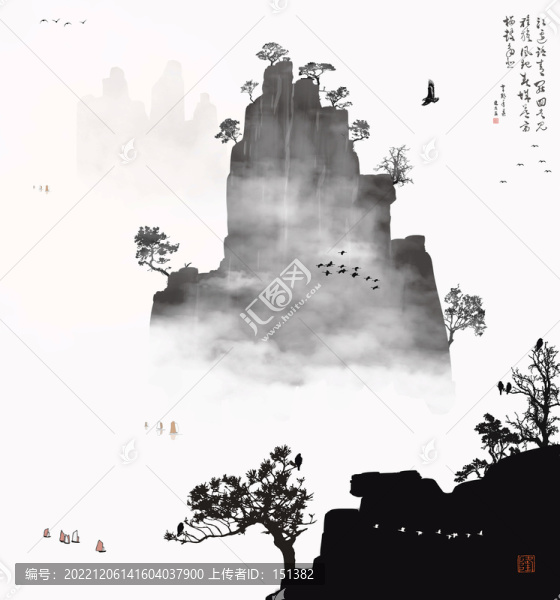 意境水墨山水畫
