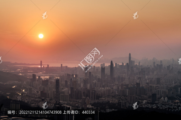 夕陽下的深圳市風光