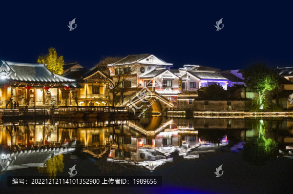 古鎮(zhèn)古廊橋夜景