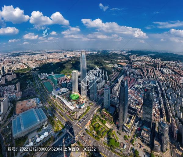 鳥瞰東莞市中心摩天大樓群