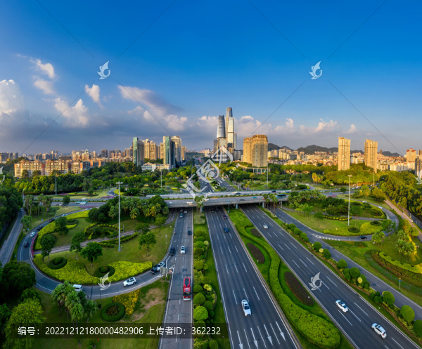 鳥瞰東莞市中心CBD城市風(fēng)光