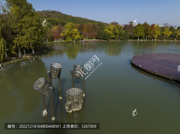 航拍安徽省蕪湖市雕塑公園