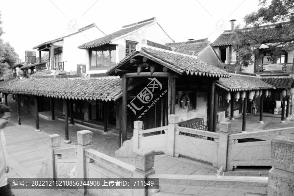 江南古鎮(zhèn)老建筑黑白照