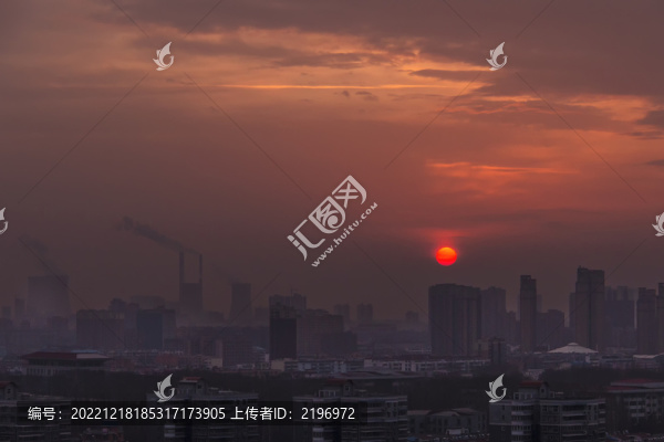 太陽從城市升起景觀圖片