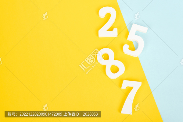 2587數(shù)字黃藍(lán)拼色背景
