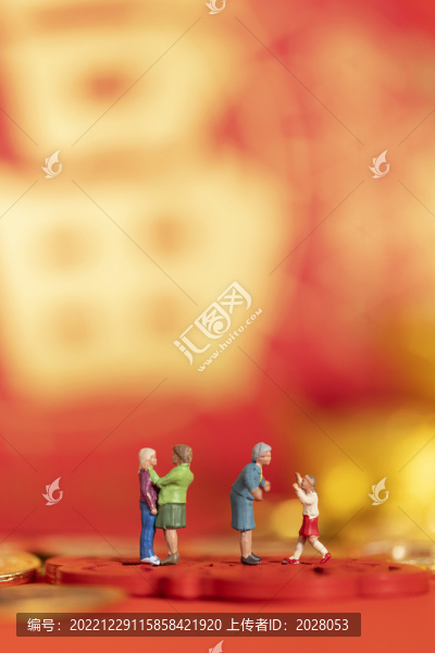 家人團(tuán)聚微縮創(chuàng)意新春喜慶背景