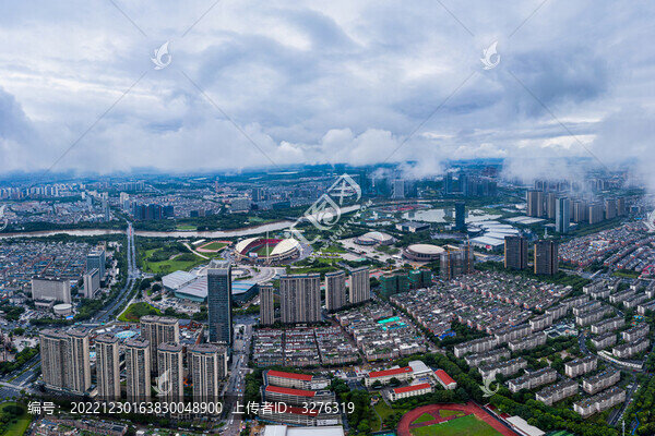 義烏城市地標(biāo)云海風(fēng)光航拍