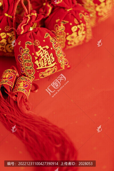 紅色福袋新春紅色背景