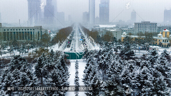 大雪中的中國長春城市景觀