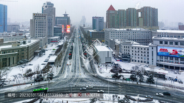 大雪中的中國(guó)長(zhǎng)春城市景觀