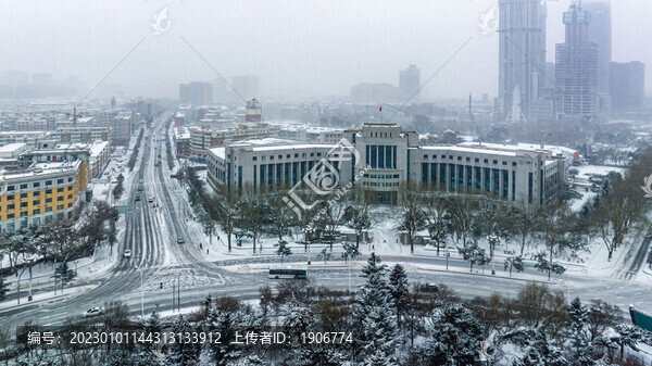 大雪中的中國(guó)長(zhǎng)春城市景觀