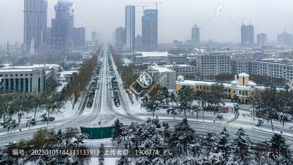 大雪中的中國(guó)長(zhǎng)春城市景觀
