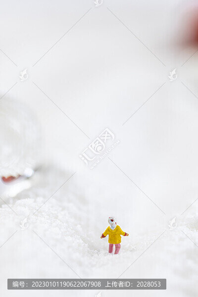 冬天微縮創(chuàng)意雪地玩耍