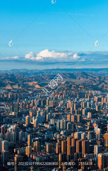 甘肅蘭州日落夕陽城市建筑風(fēng)光
