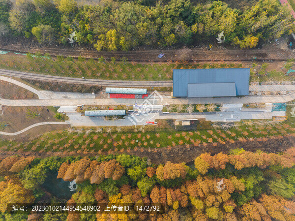 武漢青山公園深秋航拍風光